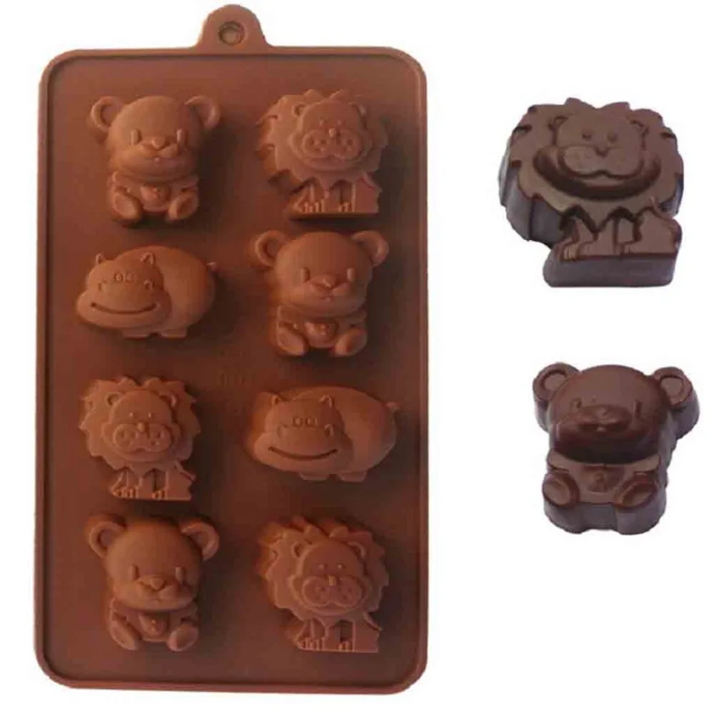 

Lion Hippo Bear silicone molds for cake decorating tools Creative molds for baking decoration accessories gadget 8x8x3.7cm