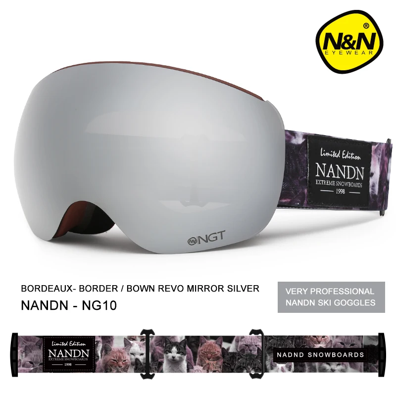 NANDN SNOW-Ski Goggles for Men and Women, Double Layer Lens, Anti-Fog, UV Protection, Magnet Lenses, Snowboard 6