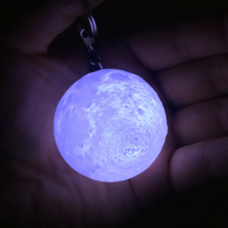 Mystery 3D Print Moon Night Lights Keychain 3 Piece Button Battery Powered LED White Moon Lamp Key Holder Bag Pendant Baby Toy (19)