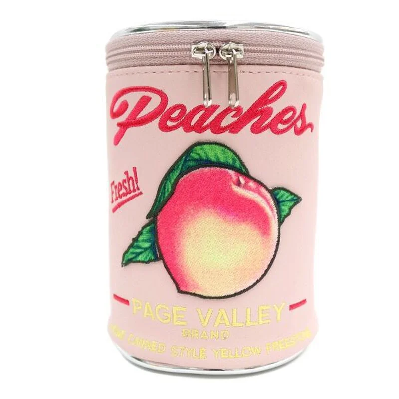 

Can Peach Embroidered Cosmetic Case Pen Stand Vanity Pouch Peach Pouch Storage Creative Cylinder Organizer Toiletries Makeup