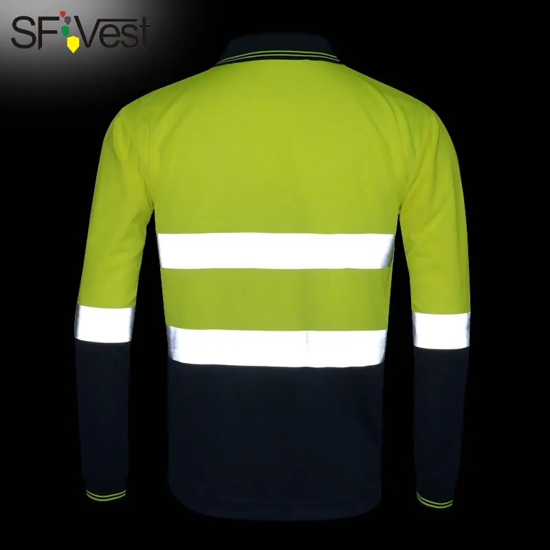 Hi Viz Safety Work polo shirt work polo shirt reflective High Visibility Long Sleeve Polo workwear Shirt
