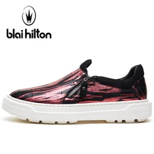 Blaibilton Genuine Leather Skateboard Shoes Man Brand Zip Shallow Men’s Sneakers Breathable Flat Platform Sport Shoes For Men