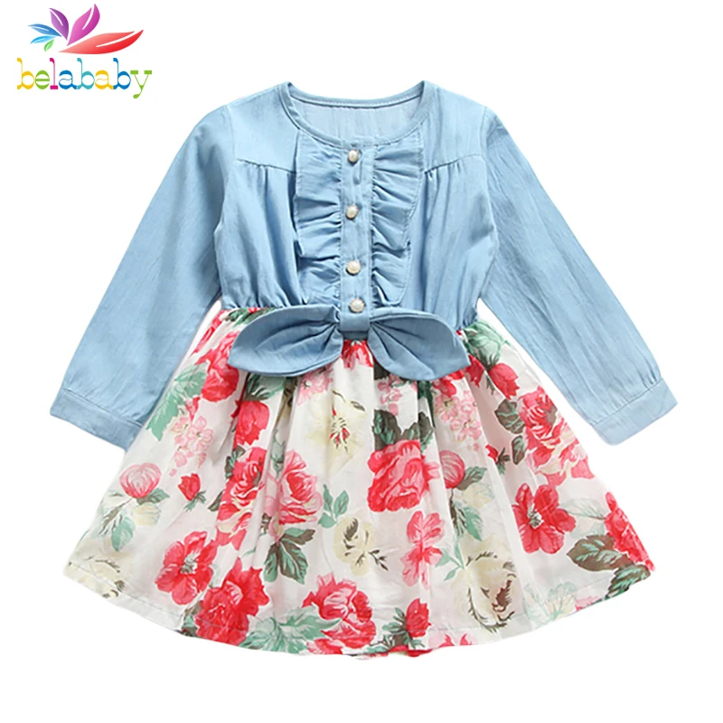 Belababy Girl Dress 2019 New Spring Flower Girl Clothes Kids Brand Dress Princess Dresses For Girls With Long Sleeve Autumn