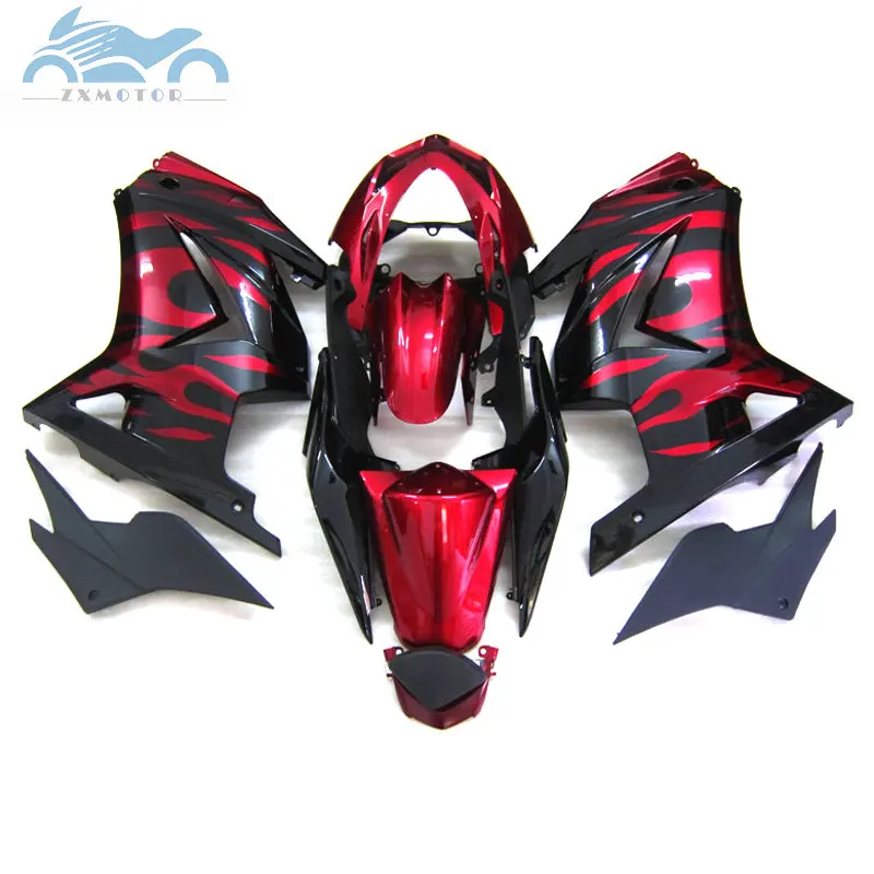 Injection fairings kit for Kawasaki 2008-2014 Ninja 250R ZX250 ABS plastic fairing kits EX250 08-14 black flames Injection fairings kit for Kawasaki 2008-2014 Ninja 250R ZX250 ABS plastic fairing kits EX250 08-14 black flames
