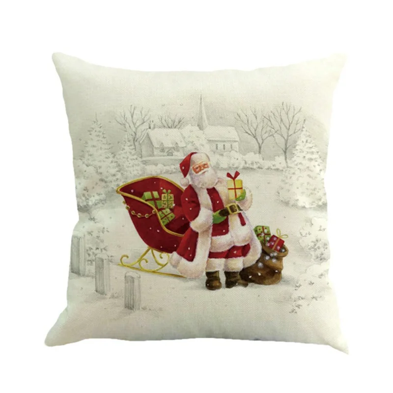 Рождественская накидка для подушки, атмосфера Рождества квадратная Подушка Чехол для льняные домашние рождественские подарки 1 шт