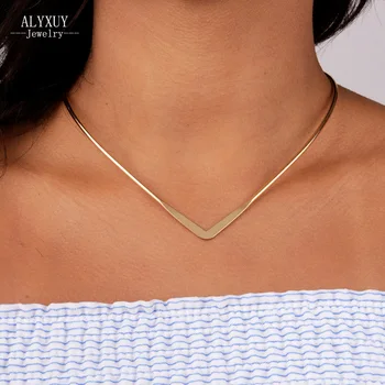 

New fashion jewelry simple V design torques choker necklace for women girl N1819