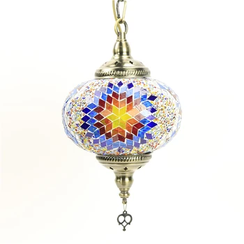 

Bohemia Turkish pendant light led stained glass Mediterranean kitchen bar entrance corridor balcony hanging lamps