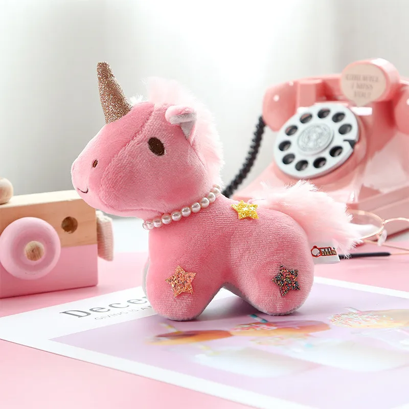 Unicorn Plush Pendants Dolls Keychain Shining Pentagram Unicornio Rainbow Horse Peluche Key Bag Pendants Toys 12pcslot 15cm  (8)