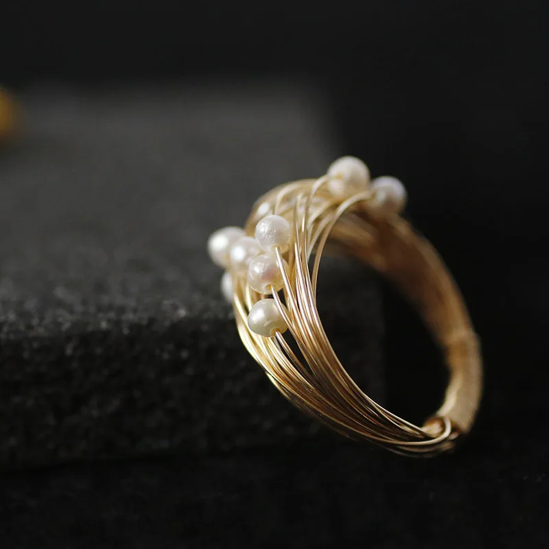 LVNZ новая горячая мода мишура маленькая жемчужина кольцо с переплетенными элементами высокого качества женские ювелирные изделия Шарм Элегантный эффектный специальный дизайн 7029i