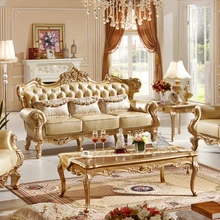 Классический итальянский стиль роскошный кожаный диван набор гостиной диван мебель 0407