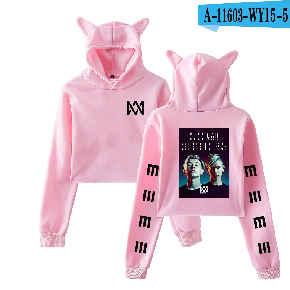 Frdun Tommy Marcus& Martinus Cat Ear Women Sexy Sweatshirt New Hoodies Long Sleeve Fashion Harajuku Kpop Casual Clothes - Цвет: pink