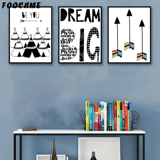 Foocame arrow letter tent black white posters and prints art canvas painting modern home decor wall Foocame arrow letter tent black white posters and prints art canvas painting modern home decor wall