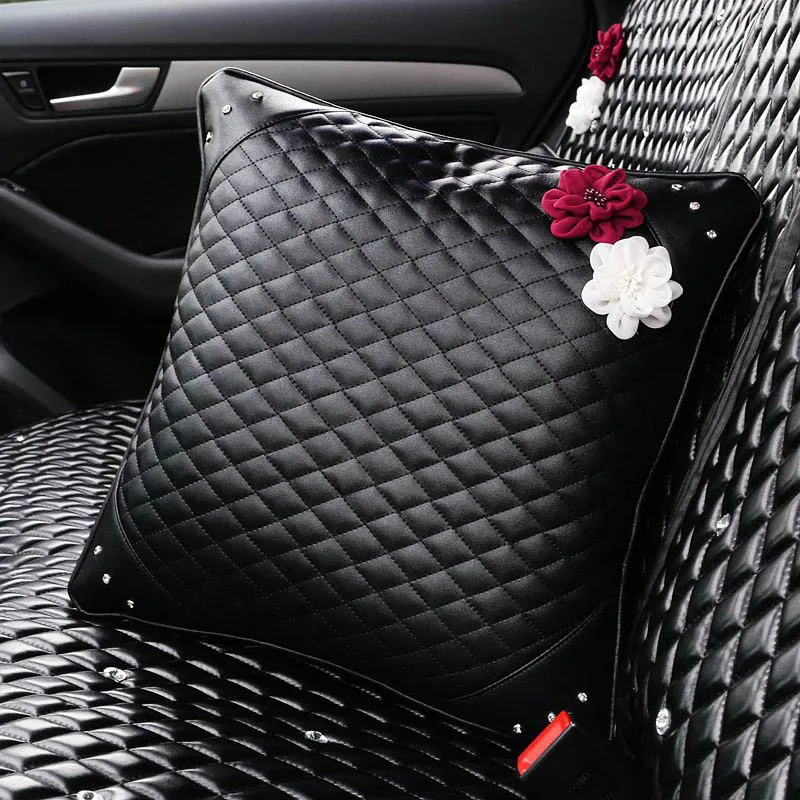 Car-Styling-Flower-Crystal-Leather-Car-Interior-Accessories-Neck-Cushion-Steering-Wheel-Covers-Handbrake-Gears-Seat (15)