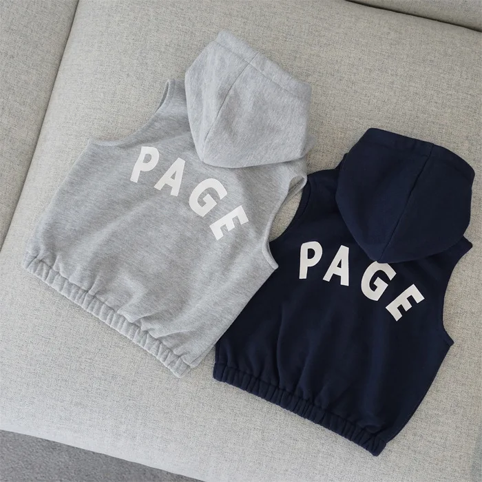 

2018 girls boys hooded vest letters kids autumn waistcoat
