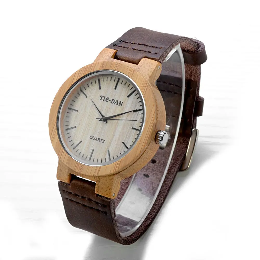 

2017 New Fashion Mens Women Watches Wooden Bamboo Wrist Watch Leather Strap Quartz Ladies Watch Sport Hour Clock Male Gifts
