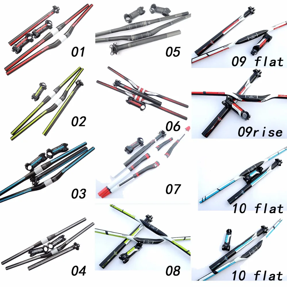 

FCFB FW Aluminum + Carbon Fiber Bicycle Handlebar Set Bike Riser Handlebar +Seatpost +Stem Bar Sets MTB Mountain Bike Parts