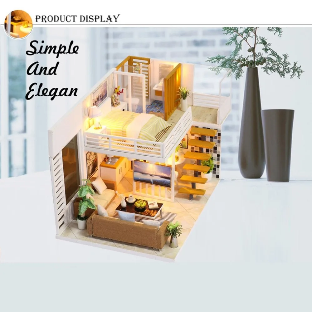 DIY 3D Elegant Wooden Miniature Furniture Doll House Box Puzzle Assemble Miniaturas Dollhouse Toys For Children Birthday Gift DIY 3D Elegant Wooden Miniature Furniture Doll House Box Puzzle Assemble Miniaturas Dollhouse Toys For Children Birthday Gift