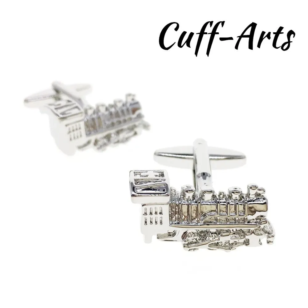 

Cufflinks for Men Train Locomotive Silver Cuff links for Shirt Cufflinks Tie Clip Gift With Gift Box By Cuffarts C10182