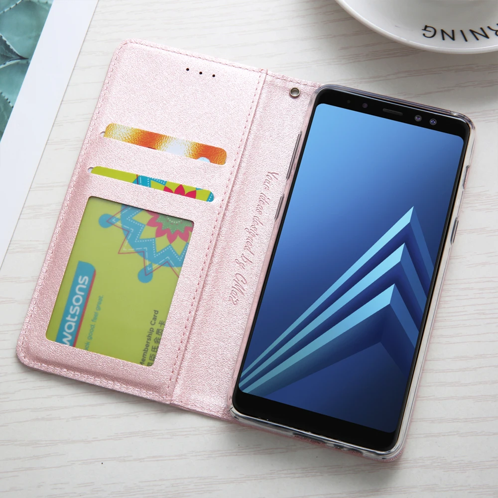 Магнитный Шелковый кожаный флип-чехол для samsung Galaxy A8, чехол-кошелек для телефона, чехол для samsung A8 Plus Hoesje Funda