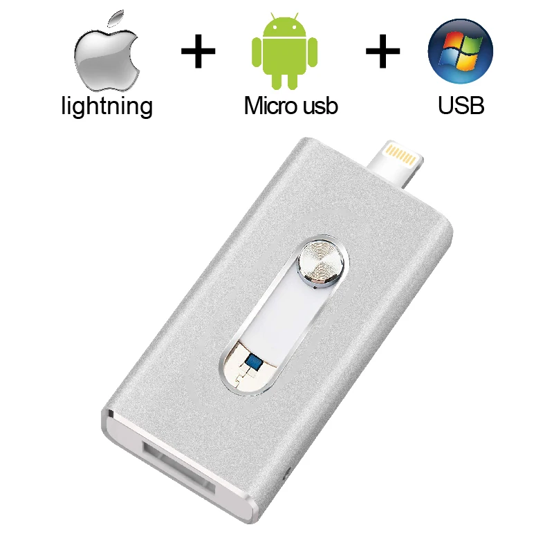 3 в 1 металлический OTG USB флэш-накопитель для планшетов IOS PC мобильный телефон Mini I Флешка 16G 32GB 64GB карта памяти для iPhone 6S 7 8 Plus