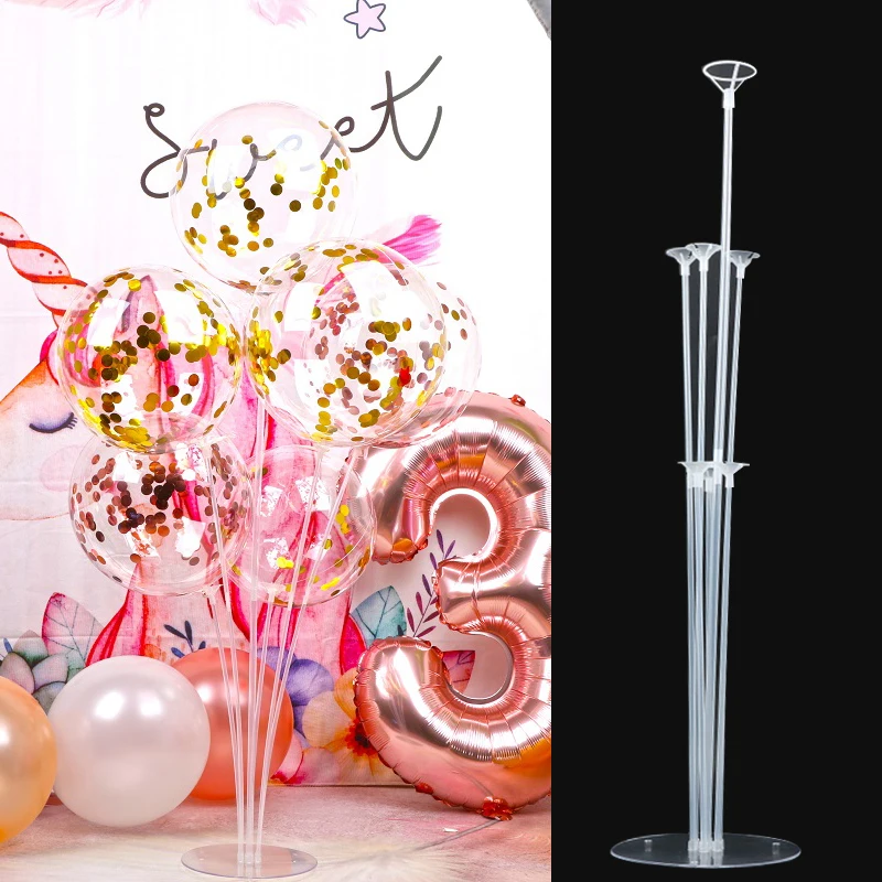 7 Tubes Balloons Holder Column Stand Clear Confetti Balloon Baby Shower Birthday Party Decoration Adult Wedding Balloons Decor