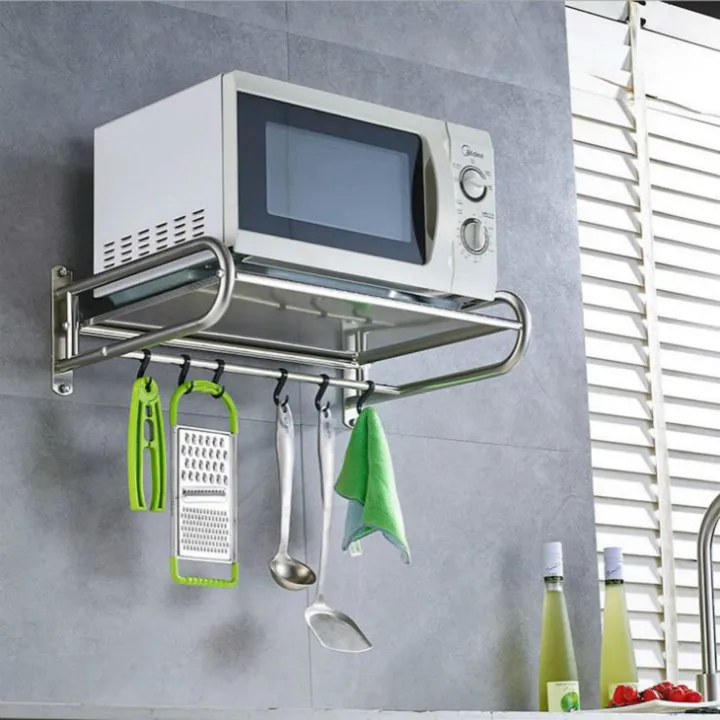 Kitchen Shelf Stainless Steel Microwave Shelf Wall-mounted Oven Shelf Kitchen supplies Storage Rack and Holder