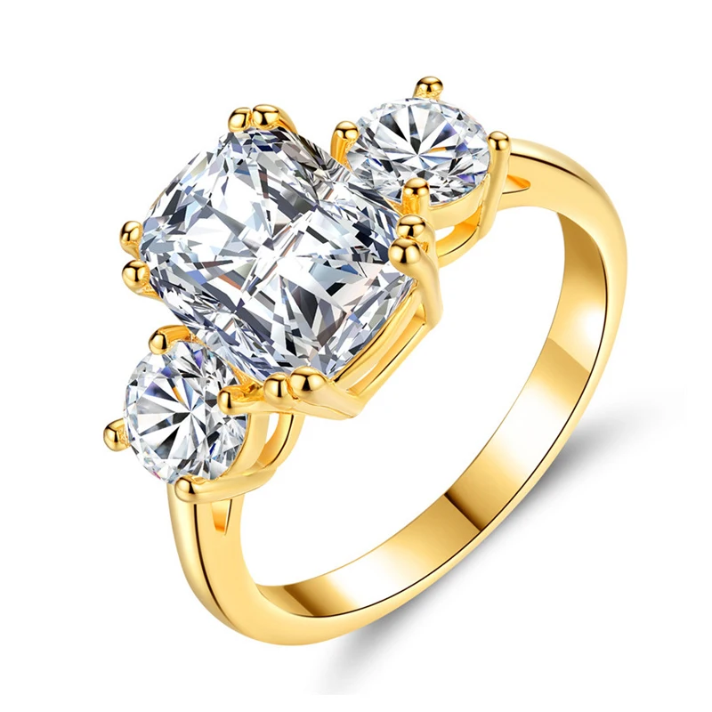 Simple Wedding Crystal 585 Gold Color Rings Engagement Cubic Zircon Ring Fashion New Brand Bijoux For Women Jewelry Anel R446 (1)
