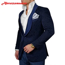 Abruzzomaster темно-синий костюм с принтом куртка для свадебных костюмов индивидуальный заказ мужской костюм цветочный принт смокинги для жениха