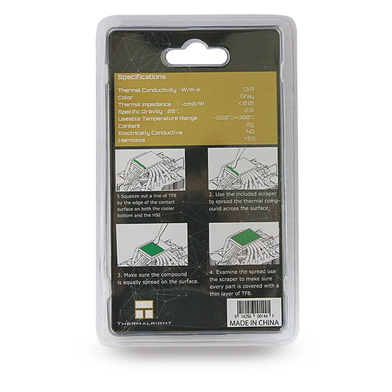 Original TF8 Thermalright Thermal grease 13.8 W/mK conductivity, 2g content, Using for notebook /GPU card