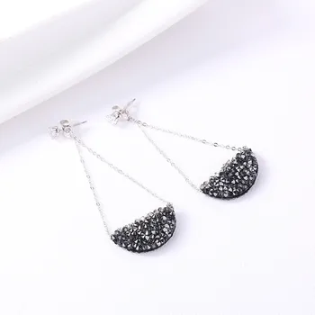 

Ms betti 2018 Korean luxury black fancy long earring zirconia for women moon Crystals from SWAROVSKI wedding party