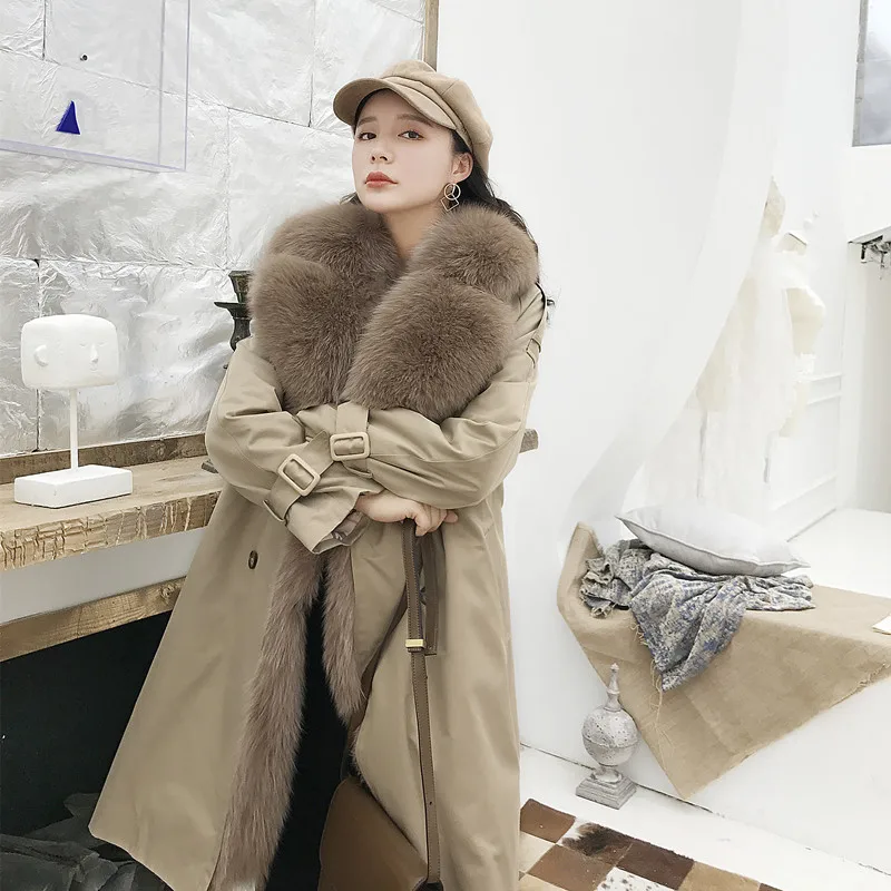 

Real Fur Coat Women Fox Fur Liner Parka Winter Coat Women Windbreaker Womens Clothing Abrigos Mujer Invierno 2019 BL505 YY683