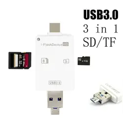 Флеш-накопитель USB 3,0 Micro USB SD TF кардридер для iPhone X 6 7 8 плюс 5 5S для iPad ПК Android телефон OTG Устройство чтения карт памяти