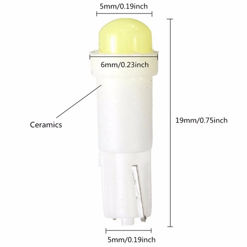 20 шт./партия T5 лампы 0,2 Вт 1 SMD COB Светодиодная панель клиновидный Калибр лампы керамические Предупреждение ющие Автомобильные Боковые приборные лампы лампа DC12V