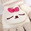 Female Winter Warm Cute Cartoon Panda Cat Rabbit Knit Gloves Girl Women Fashion  Coral Fleece Full Finger Mittens Gloves A68 ► Photo 3/5