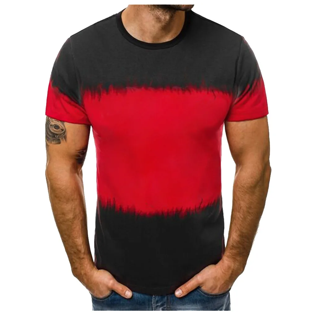

Men Summer T-Shirt Creative Color matching short sleeve thin section cotton round neck top sportowy Casual t shirt men cotton