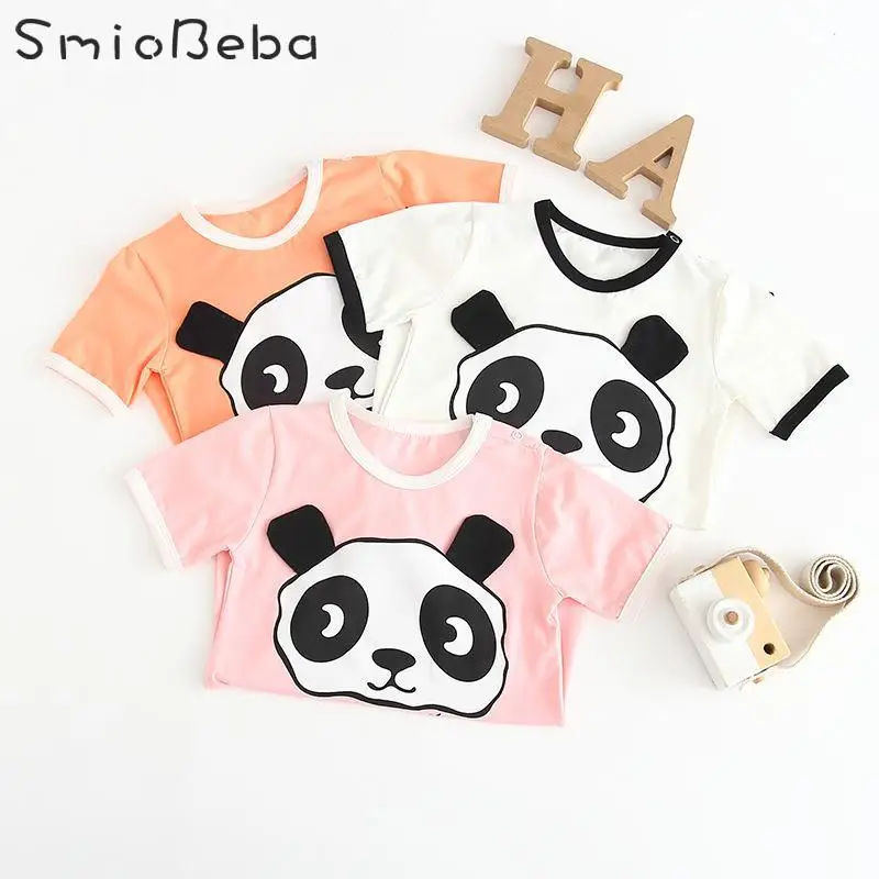 

Baby Boys Girls Rompers Short Sleeve Breathable Jumpsuit With Panda Cartoon Pattern In Summer Unisex Baby Rompers For Newborn