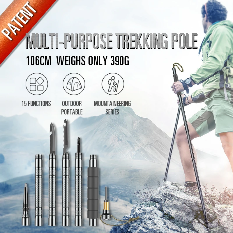 

2019 New Multifunctional Outdoor defense Tactical stick Alpenstock Hiking Camping equipment Survival tools Folding Walking Stick