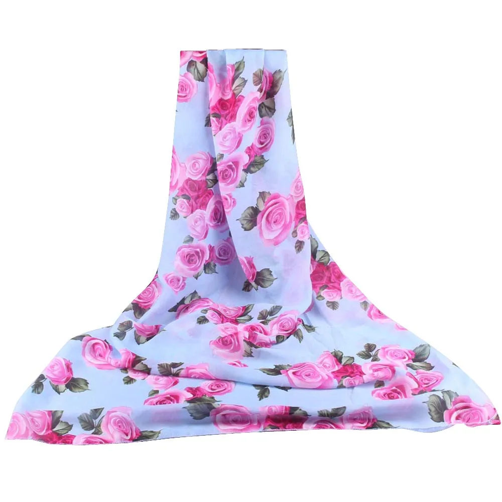 

Rose scarf women poncho silk scarf luxury brand silk Scarves Long Stole Scarves Ladies Casual Long Soft Shawl bufanda mujer L2