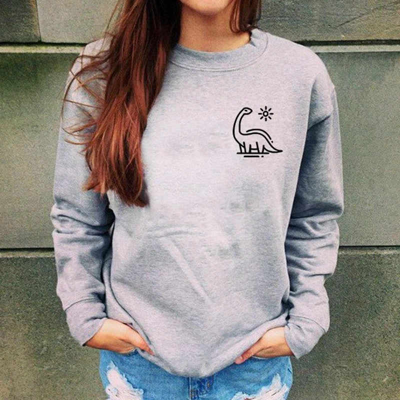 

Dinosaur Sweatshirt Women Pocket Jumpers Cute Sweatshirts Teen Gifts Graphic Shirt Funny Oversized Long Sleeve Tops Dropship