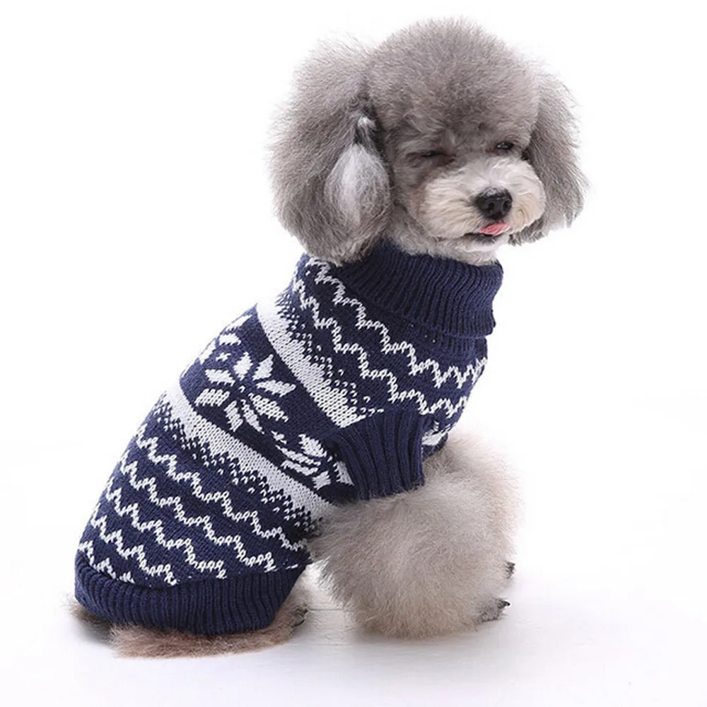 S/M/L/XL модный Рождественский теплый вязаный свитер со снежинками для собак и щенков, комбинезон, верхняя одежда, синий, красный, 30