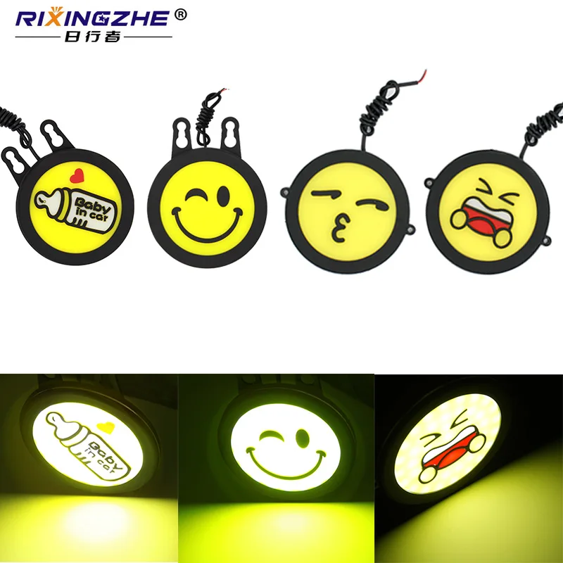 

RXZ auto drl cob 90MM Car COB DRL LED Daytime Running Light Flexible Round Shape face Fog Lights Waterproof car-styling 12V
