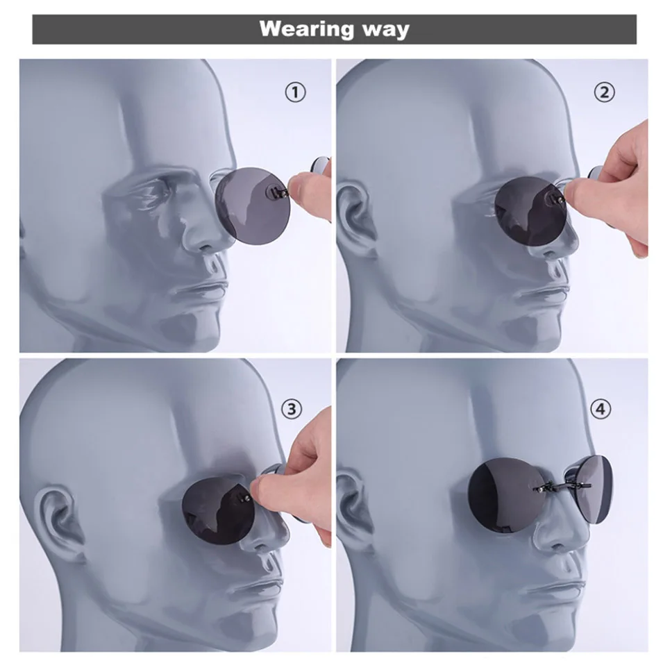 Мужские солнцезащитные очки без оправы в стиле Matrix Morpheus, ультрамодные, ультралегкие, с зажимом, в носу, Ретро стиль, солнцезащитные очки