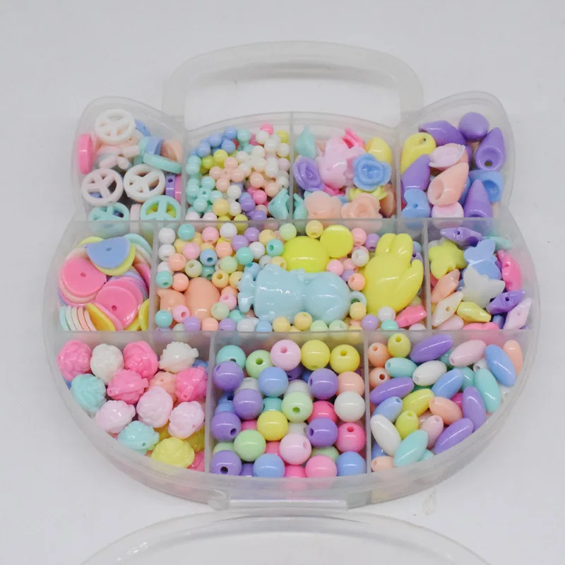 Акриловые Детские бусины игрушки DIY коробка для девочек кошка подарок ручная