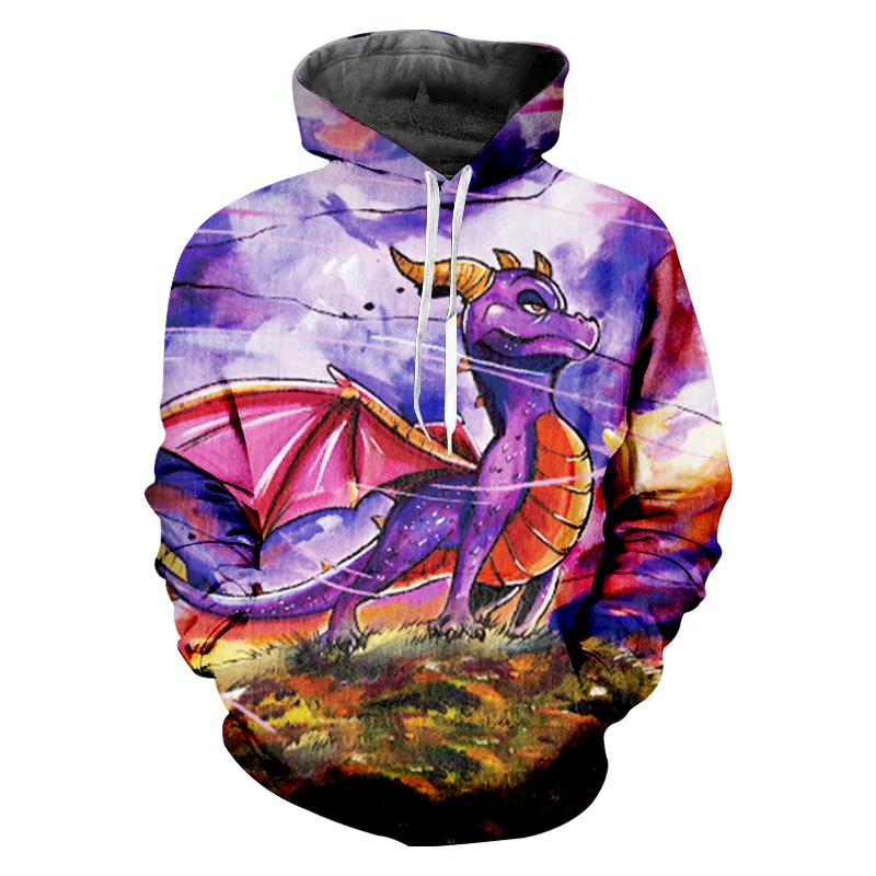 

Man New Colored Cartoon Animal Hoodies 3D Full Printed Wing Dragon Large Size 5XL Men's Harajuku Fashion Pullover Hipster Tops