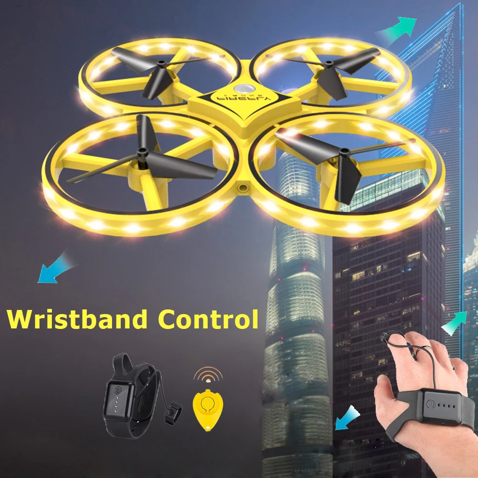 UAV Aircraft Toy UFO Flying Saucer With Watch Wristband Control RC Quadrocopter With Hand Control Infrared Obstacle Avoidance #E