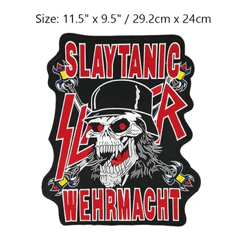 

11.5" SLAYER SLATANIC WEHRMACHT EMBROIDERED BACK PATCH MC Biker Vest leather Jacket Iron On APPLIQUE Heavy Metal Rock Punk Badge
