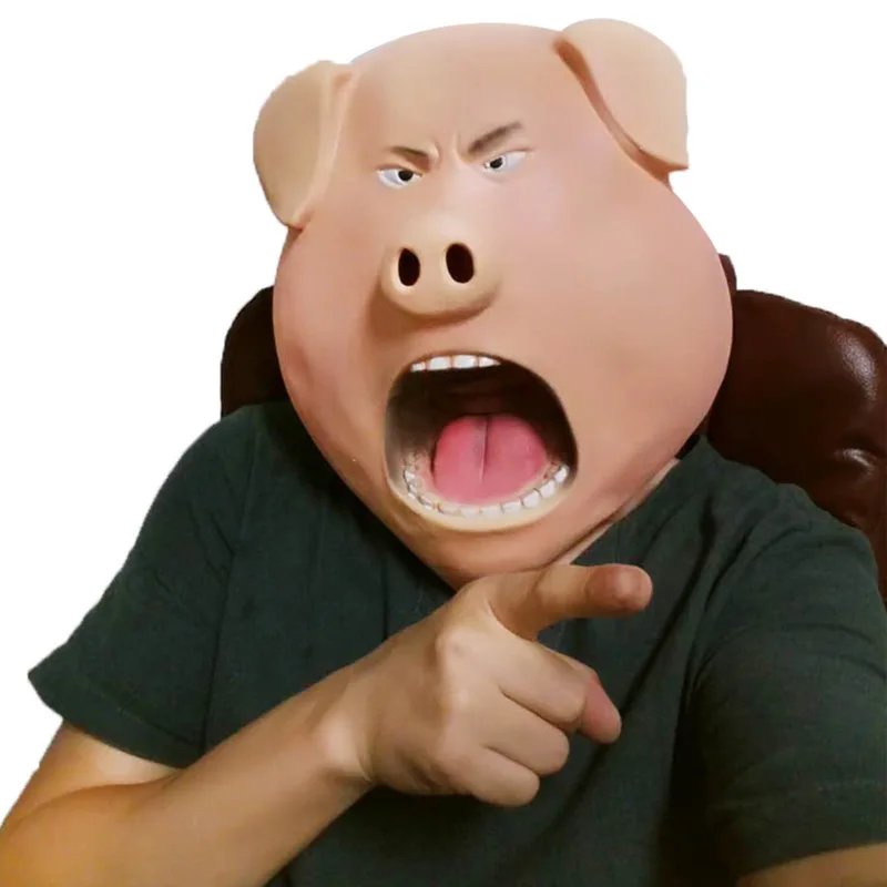Buy Funny Halloween Angry Curse Pig Head Scary Mask