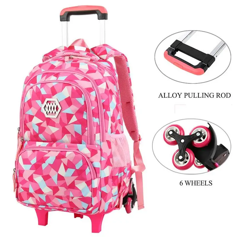 

Vbiger 6 Wheels Children School Bags Waterproof Removable Trolley Schoolbag Kids Travel luggage Rolling Backpacks for Students