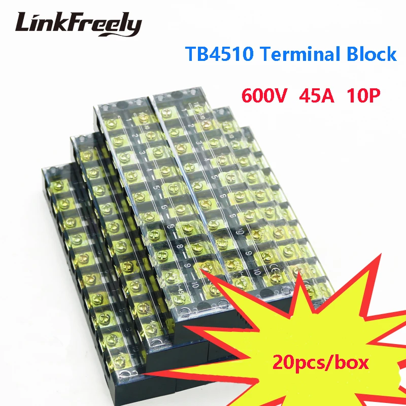 TB4510 10 шт. двойной ряд Винтовые клеммы Газа 10 P 45A/600 В Электрический провод разъема быстро обжимной TB 15A 25A терминалы