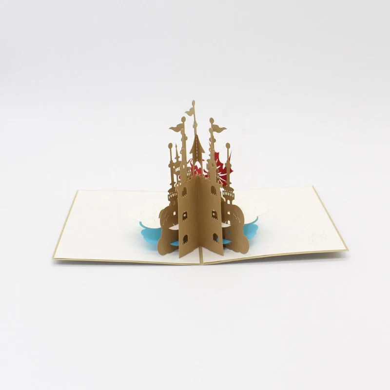  3D Laser Cut Handmade Cartoon Knight Castle Paper Invitation Greeting Cards PostCard Children Kids  - 32792065983